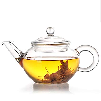 Small glass teapot with spring strainer 250 ml for Gong Fu style brewing | стъклен чайник